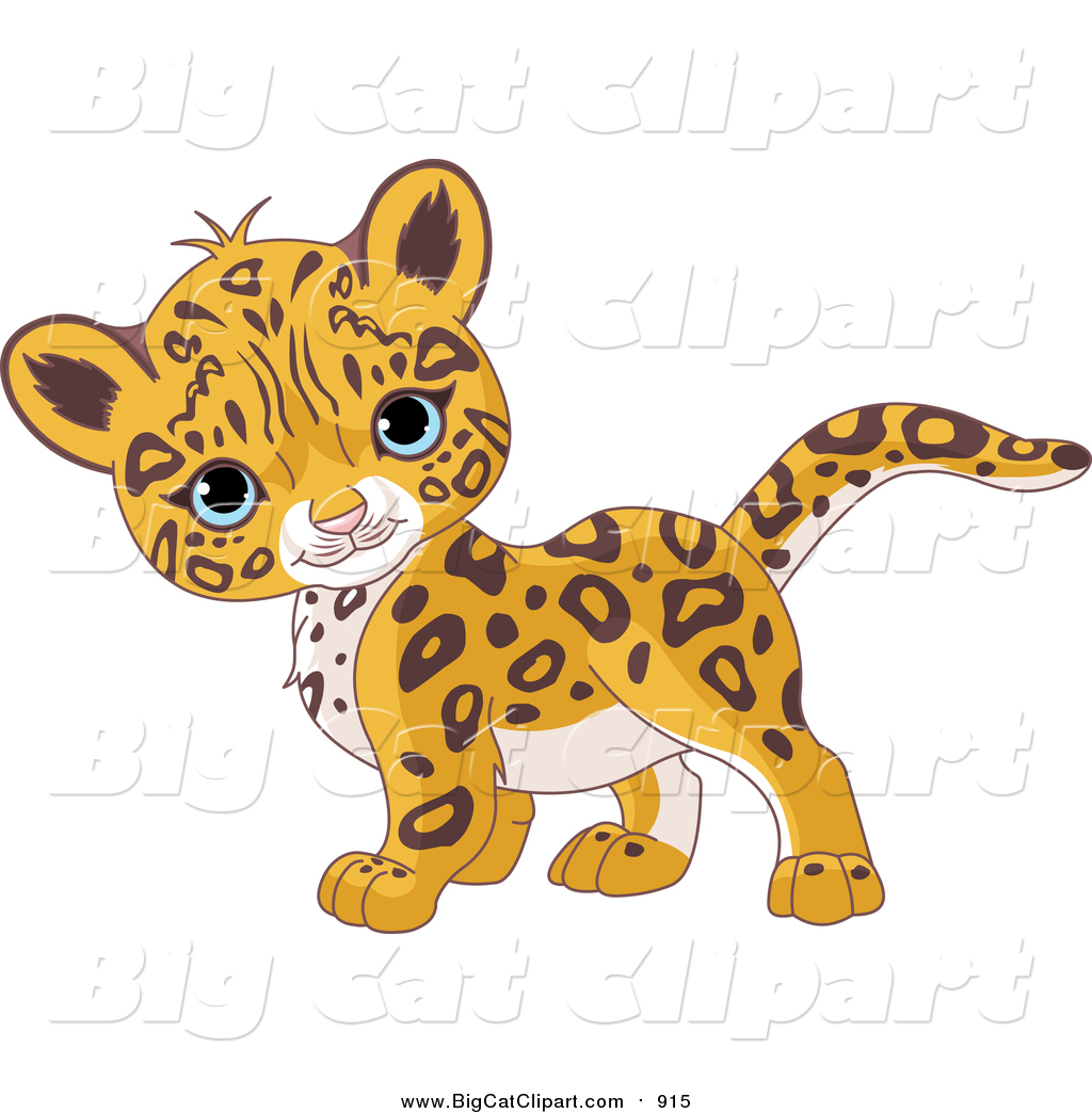 Big Cat Cartoon Vector Clipart Of A Cute Baby Jaguar Walking By Pushkin