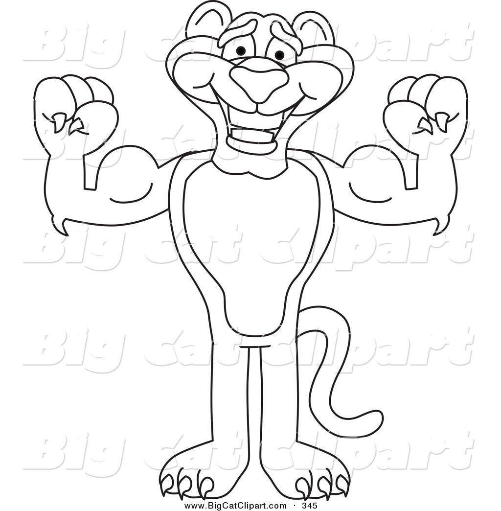 Big Cat Cartoon Vector Clipart of an Outline Design of a Panther