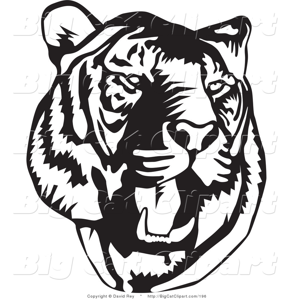 clip art free black and white tiger - photo #26