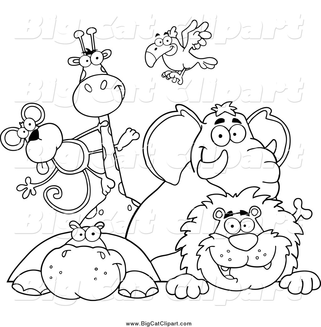 clipart zoo animals black and white - photo #13