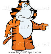 Big Cat Cartoon Vector Clipart of a Angry Tiger Standing and Pointing to the Right by Cory Thoman