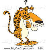 Big Cat Cartoon Vector Clipart of a Confused Jaguar by Toonaday