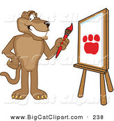 Big Cat Cartoon Vector Clipart of a Grinning Cougar Mascot Character Painting by Mascot Junction