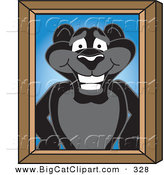 Big Cat Cartoon Vector Clipart of a Happy Black Jaguar Mascot Character Portrait by Toons4Biz