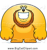 Big Cat Cartoon Vector Clipart of a Happy Buff Lion Grinning by Cory Thoman