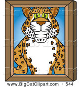 Big Cat Cartoon Vector Clipart of a Happy Cheetah, Jaguar or Leopard Character School Mascot Portrait by Mascot Junction