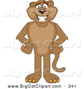 Big Cat Cartoon Vector Clipart of a Happy Cougar Mascot Character with His Hands on His Hips by Mascot Junction