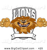 Big Cat Cartoon Vector Clipart of a Lion Character Mascot Logo Growling by Toons4Biz
