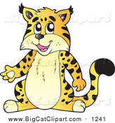 Big Cat Cartoon Vector Clipart of a Presenting Wildcat by Visekart