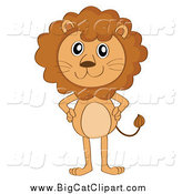 Big Cat Cartoon Vector Clipart of a Standing Lion with Hands on Hips by