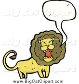 Big Cat Cartoon Vector Clipart of a Talking Mad Lion by Lineartestpilot
