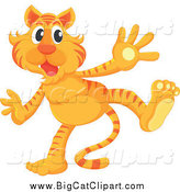 Big Cat Cartoon Vector Clipart of an Excited Standing Tiger by