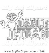 Big Cat Cartoon Vector Clipart of an Outline Design of a Panther Character Mascot with Dance Team Text by Mascot Junction