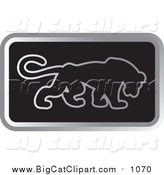 Big Cat Vector Clipart of a Black and Silver Rectangular Panther Icon by Lal Perera