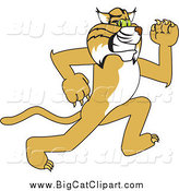 Big Cat Vector Clipart of a Bobcat Running Upright by Mascot Junction