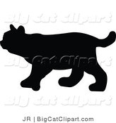 Big Cat Vector Clipart of a Bobcat Silhouette by