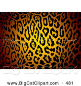 Big Cat Vector Clipart of a Glowing Patterned Jaguar Skin Print Background by Michaeltravers