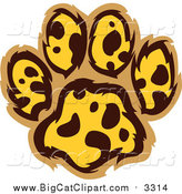 Big Cat Vector Clipart of a Leopard Pattern Paw Print by Chromaco