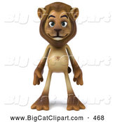 Big Cat Vector Clipart of a Lion Character Standing and Facing Front While Smiling by Julos