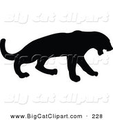 Big Cat Vector Clipart of a Profiled Black Leopard Silhouette Facing Right by