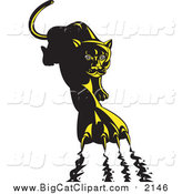 Big Cat Vector Clipart of a Puma Clawing by Patrimonio
