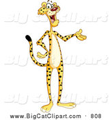 Big Cat Vector Clipart of a Slim Cheetah Standing and Presenting by Yayayoyo