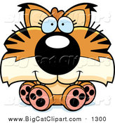 Vector Clipart of a Bobcat Cub Sitting - Cute Cartoon Style by Cory Thoman