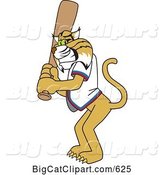 Vector Clipart of a Cartoon Bobcat Character Batting by Mascot Junction