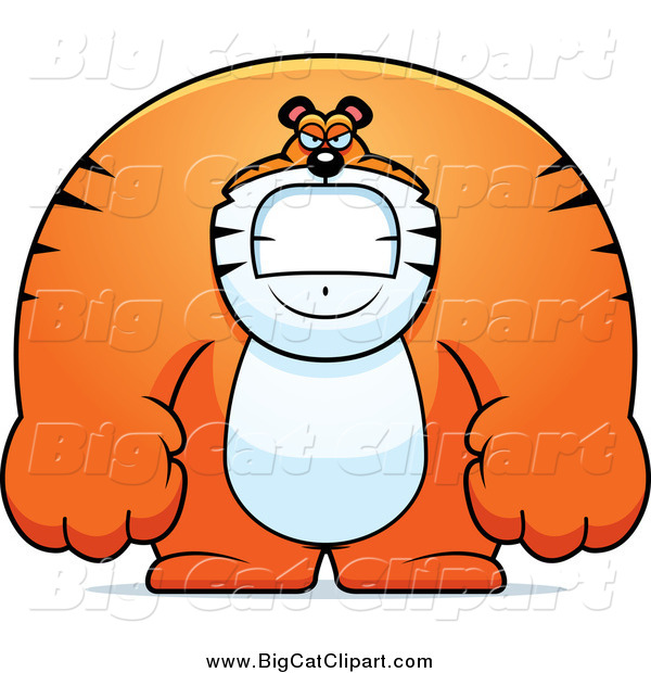 Big Cat Cartoon Vector Clipart of a Angry Huge Tiger