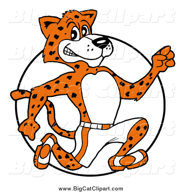 Big Cat Cartoon Vector Clipart of a Athletic Cheetah Running over a Circle