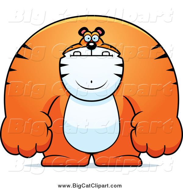 Big Cat Cartoon Vector Clipart of a Buff Tiger Standing