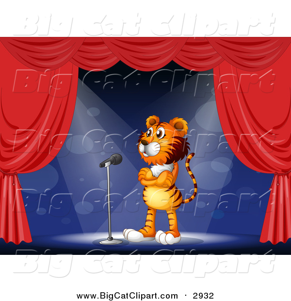 Big Cat Cartoon Vector Clipart of a Circus Tiger on a Stage