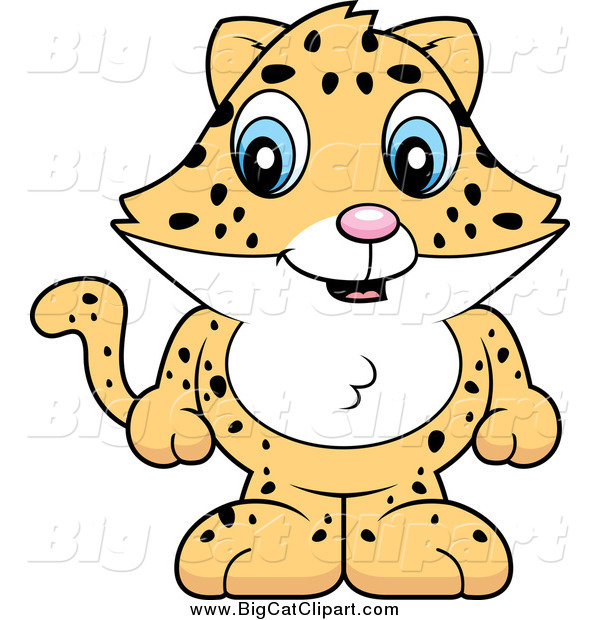 Big Cat Cartoon Vector Clipart of a Cute Baby Jaguar, Leopard or Cheetah Standing
