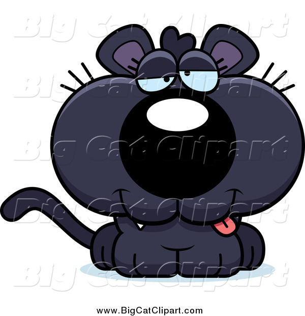 Big Cat Cartoon Vector Clipart of a Cute Drunk Black Panther Cub