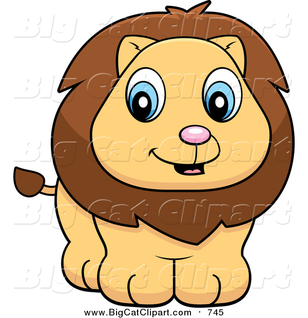 Big Cat Cartoon Vector Clipart of a Cute Lion Cub Smiling