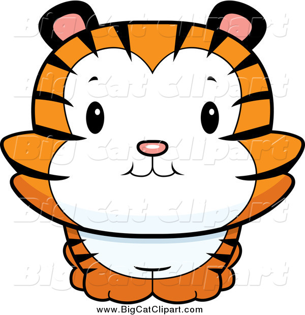 Big Cat Cartoon Vector Clipart of a Cute Tiger Cub Smiling