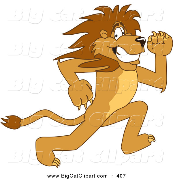 Big Cat Cartoon Vector Clipart of a Frightened Lion Character Mascot Running