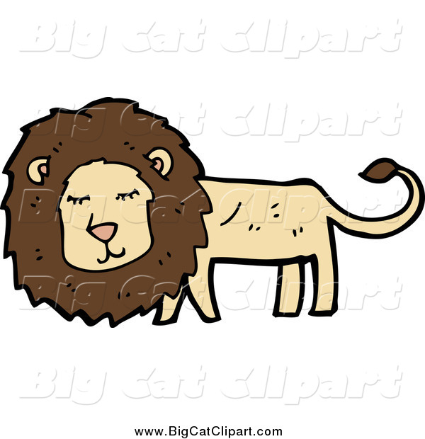 Big Cat Cartoon Vector Clipart of a Happy Brown and Tan Lion