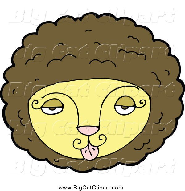 Big Cat Cartoon Vector Clipart of a Lion Face with a Tongue Sticking out