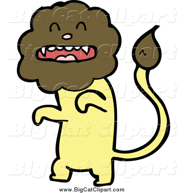 Big Cat Cartoon Vector Clipart of a Lion Walking Upright