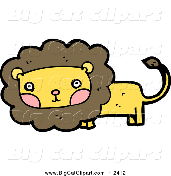 Big Cat Cartoon Vector Clipart of a Male Lion with Blushed Cheeks