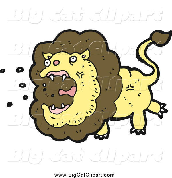 Big Cat Cartoon Vector Clipart of a Roaring Lion