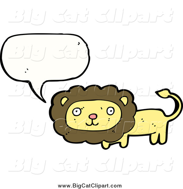 Big Cat Cartoon Vector Clipart of a Talking Happy Lion