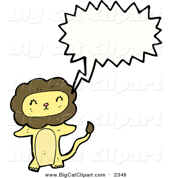 Big Cat Cartoon Vector Clipart of a Talking Lion
