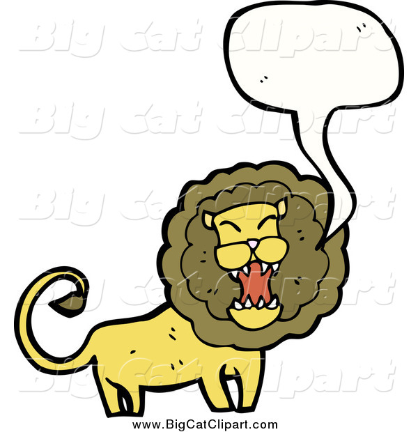 Big Cat Cartoon Vector Clipart of a Talking Mad Lion