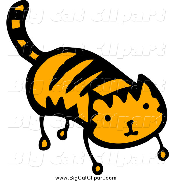 Big Cat Cartoon Vector Clipart of a Tiger Ginger Cat