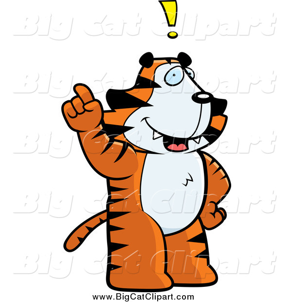 Big Cat Cartoon Vector Clipart of a Tiger with an Idea