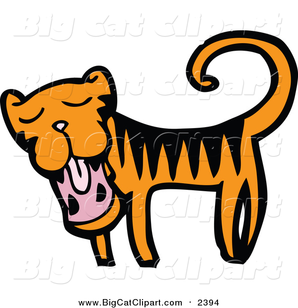 Big Cat Cartoon Vector Clipart of a Yawning Tiger