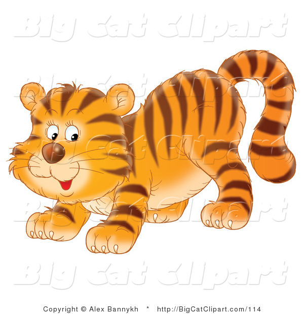 Big Cat Clipart of a Happy Playful Tiger Cub