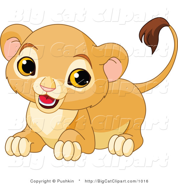 Big Cat Clipart of a Playful Lion Cub